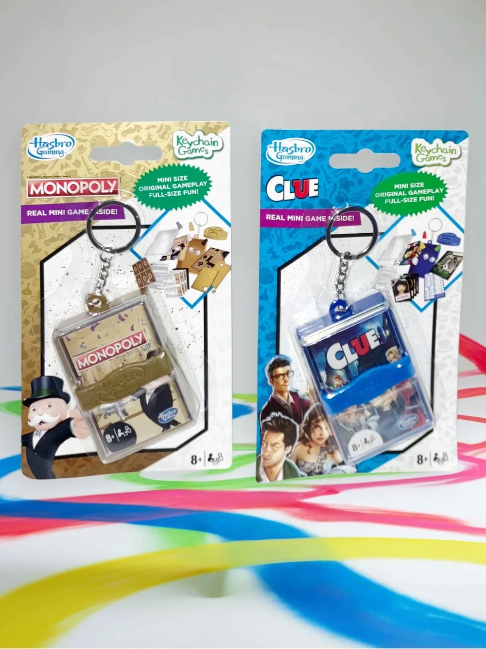 Hasbro Keychain Games Monopoly Clue Real Mini Travel Pocket Game Lot Of 2 NEW